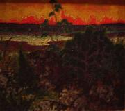 konrad magi Landscape with red cloud oil